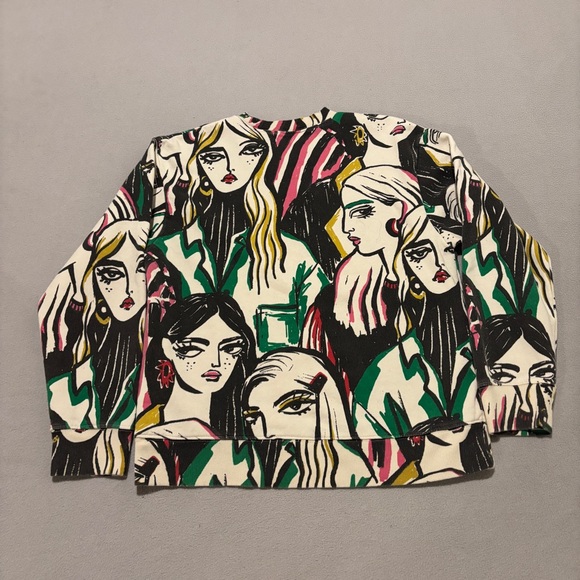 All Over Prints Lady Sweatshirt Size Medium White Graphic Chic Boho Y2K Styles - Picture 4 of 4